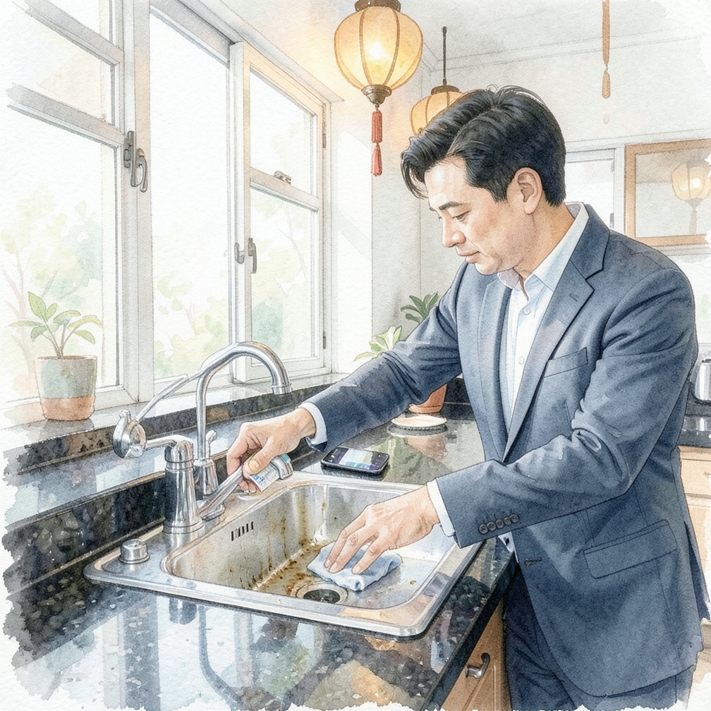 清洁水槽内侧及配件