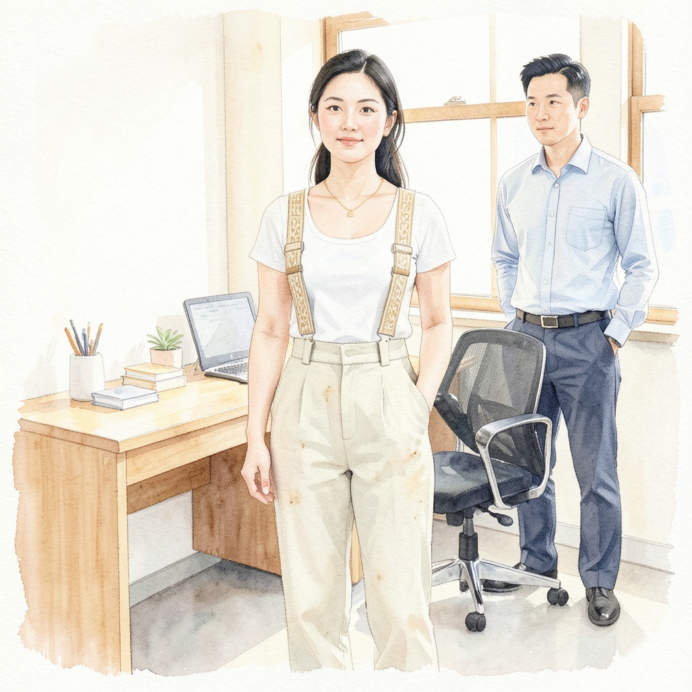 调整背带裤的细节