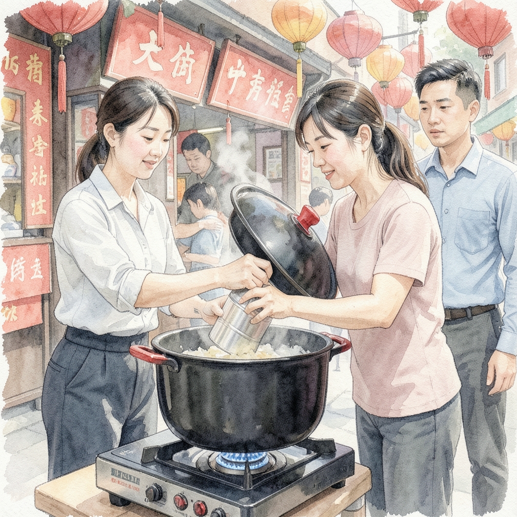 开始煮制甜炼乳