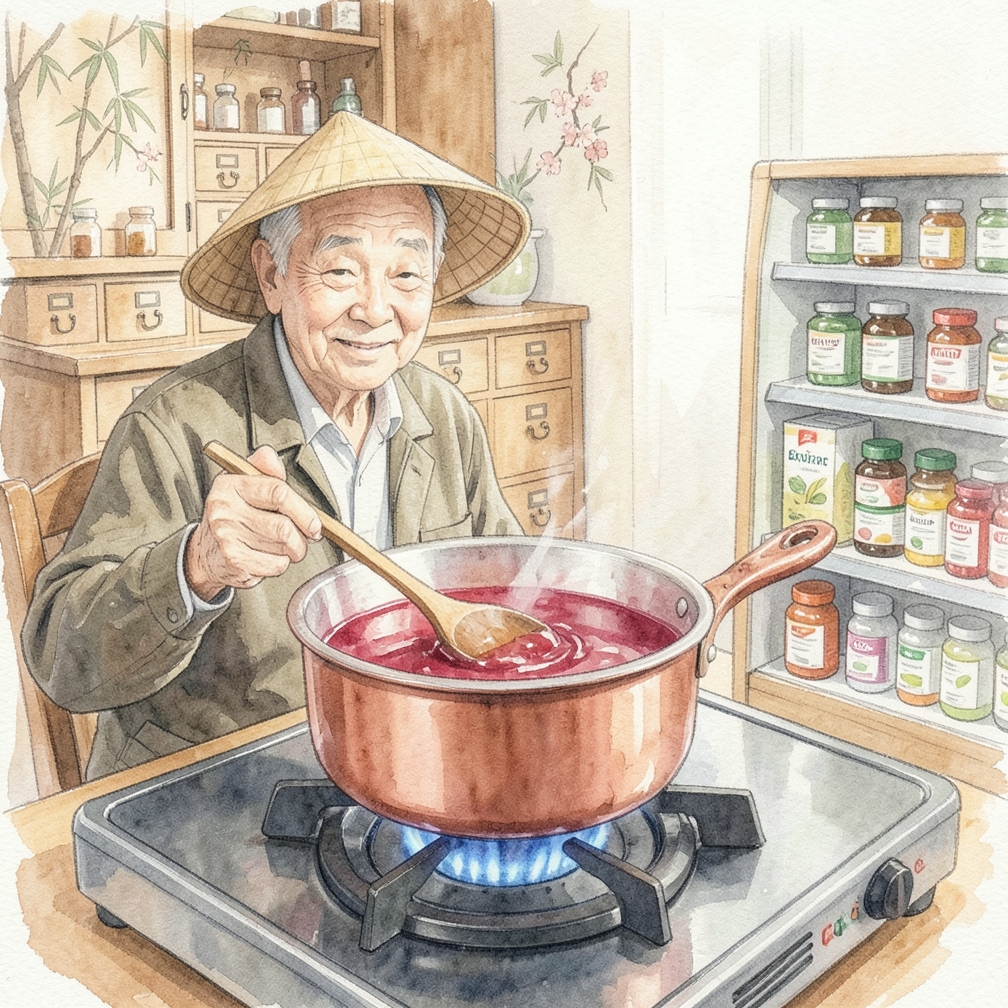 加熱明膠和果汁混合物