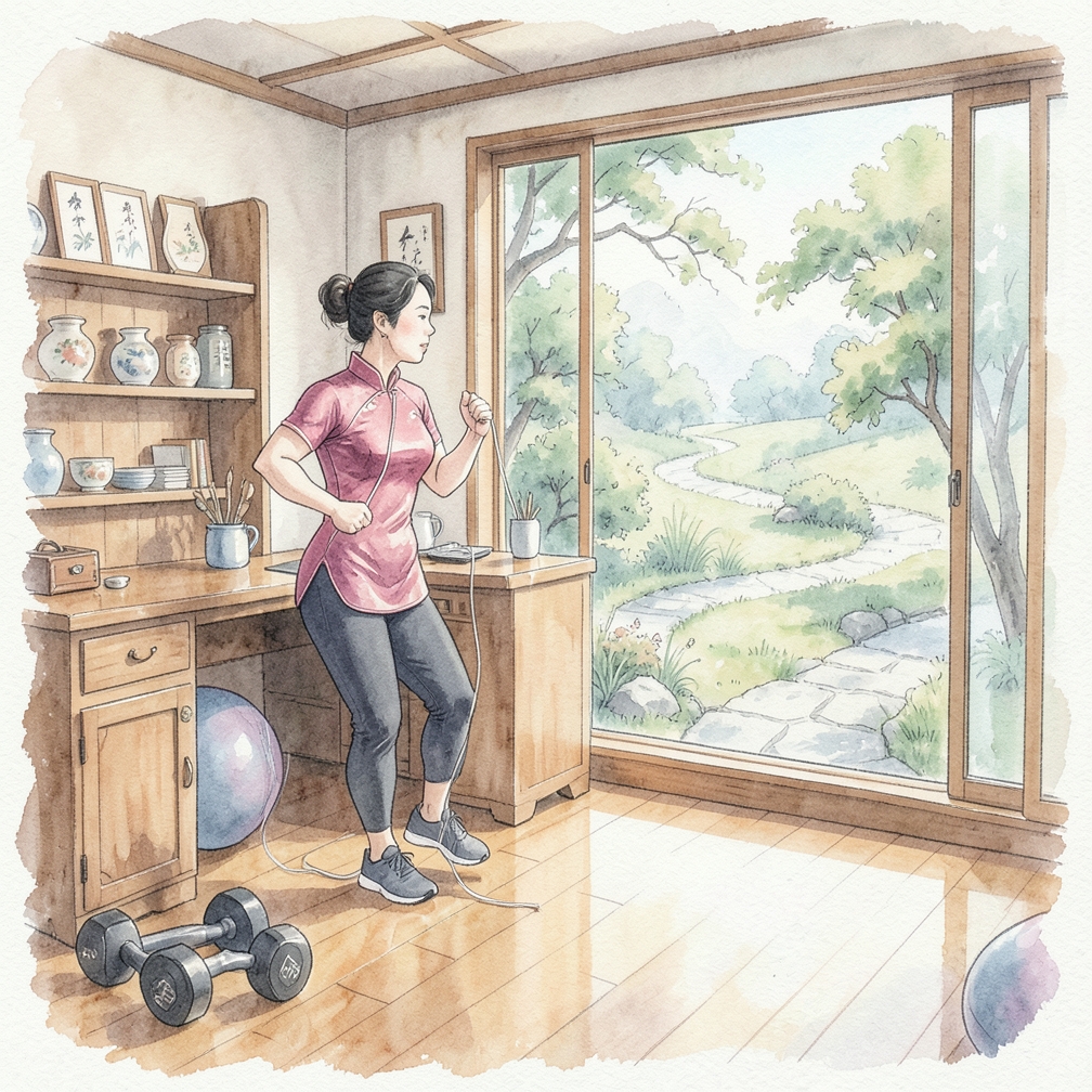 进行跳绳或跑步等有氧运动