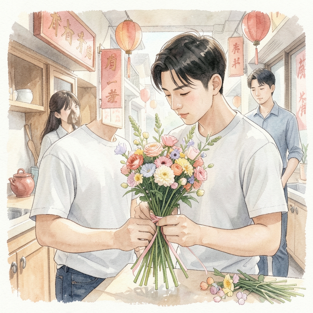 制作花束并固定造型