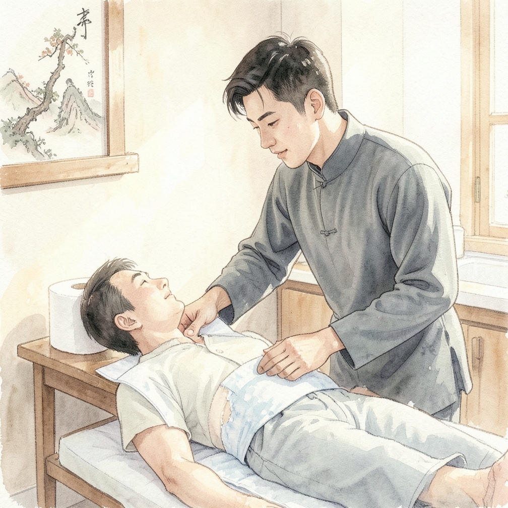 在臀部下方放置保护垫和干净尿布