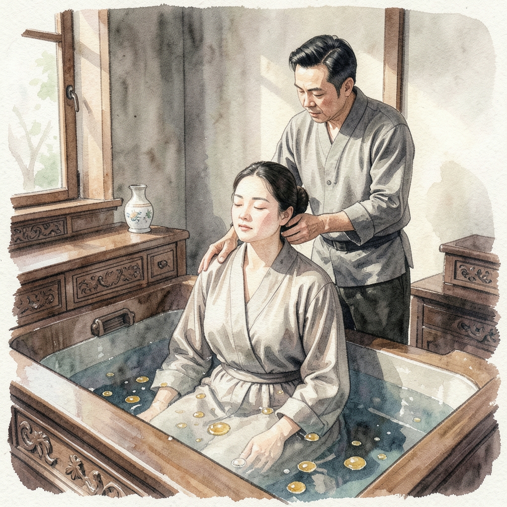 缓慢离开浴缸