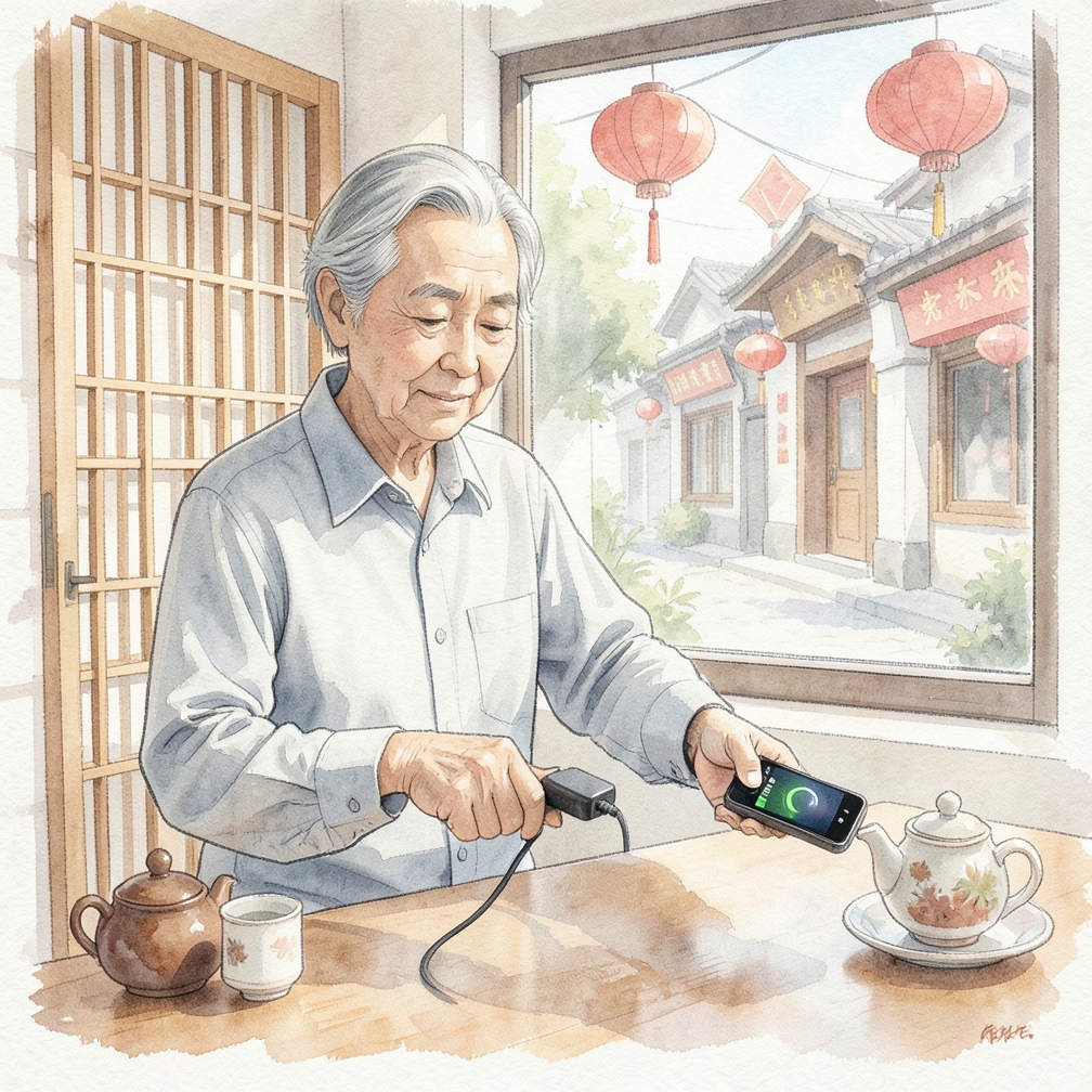确认移动电源已充满电