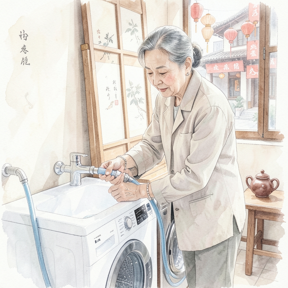 连接水管和电源