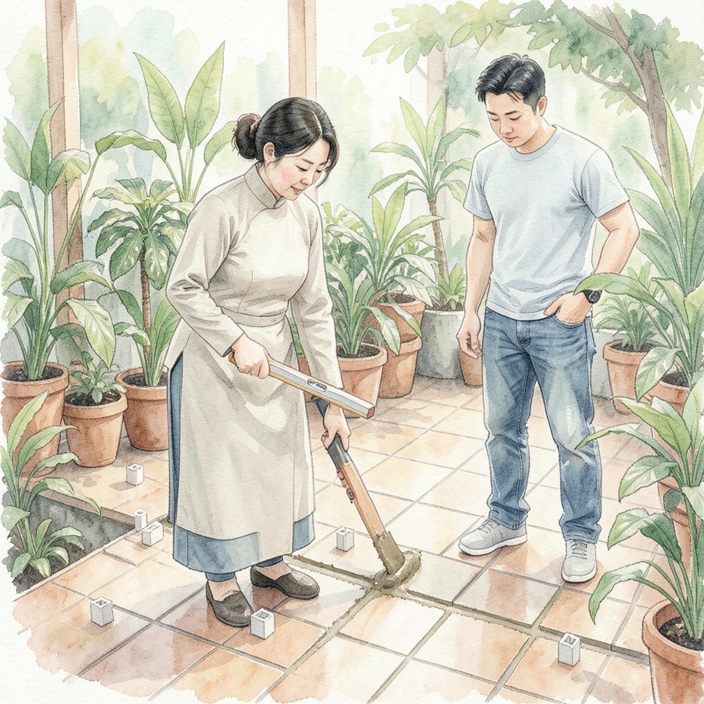 用填縫劑填補縫隙