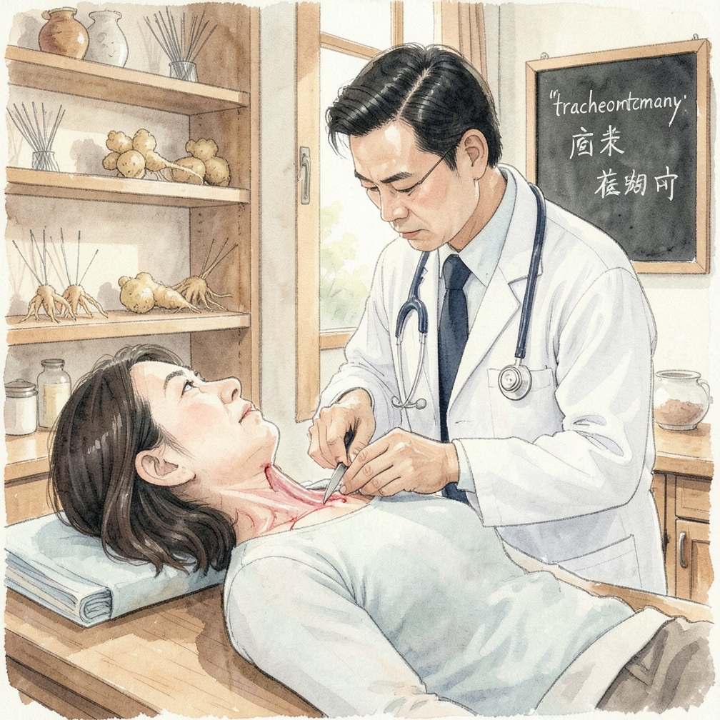 在環狀軟骨膜上做半英寸深的橫向切口