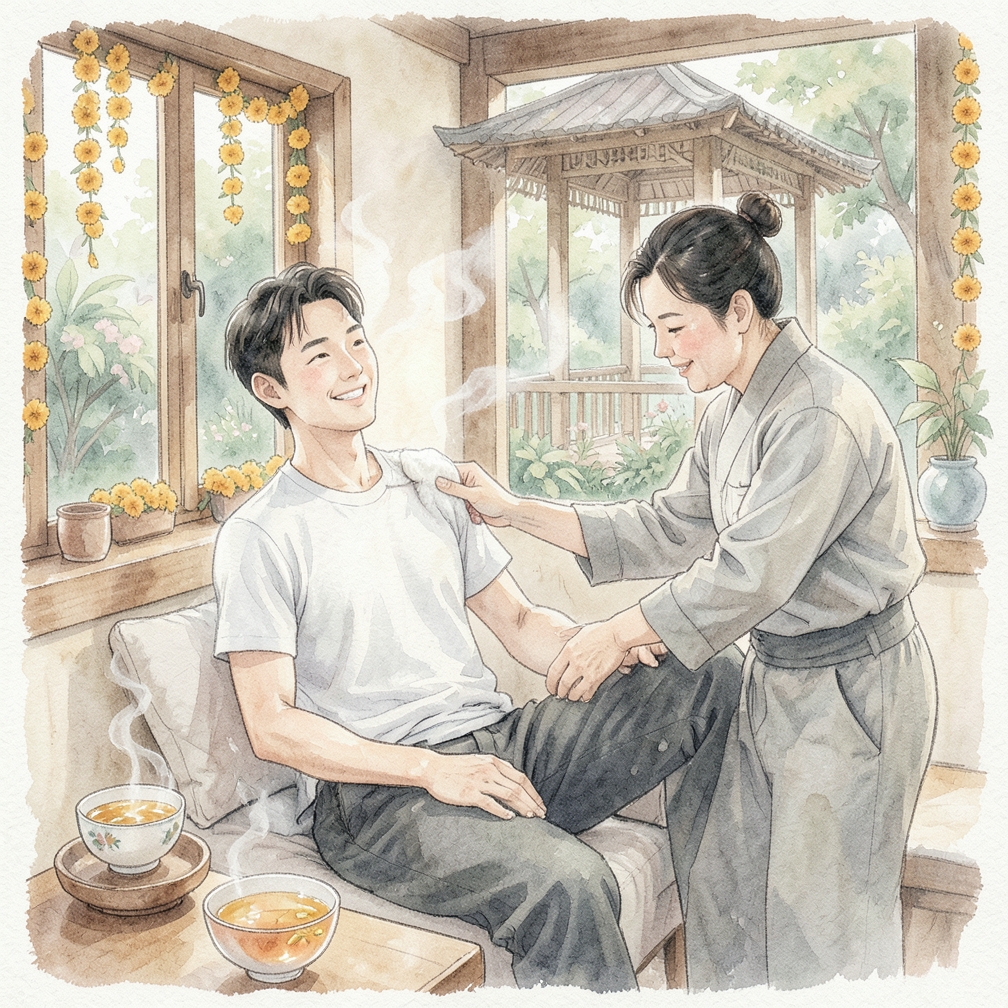 進行熱敷與按摩