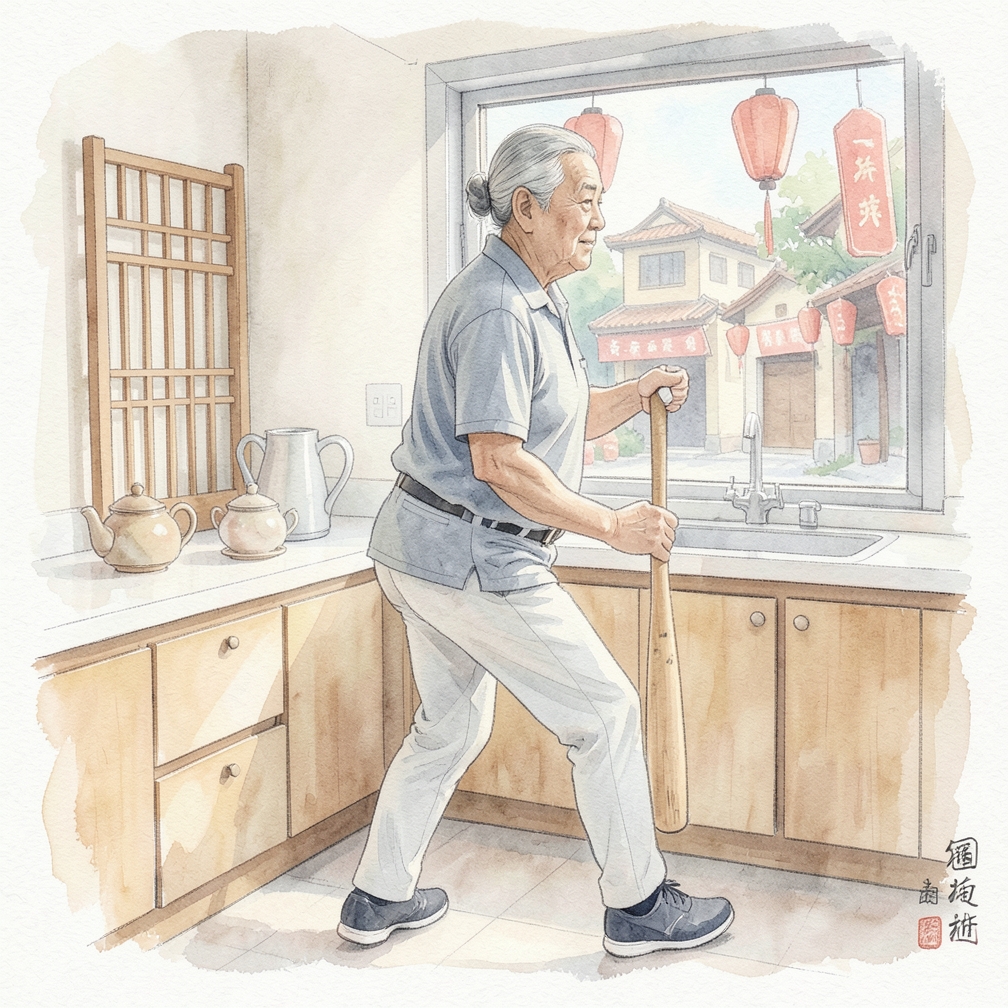 側身面對投球手，雙腳與肩同寬