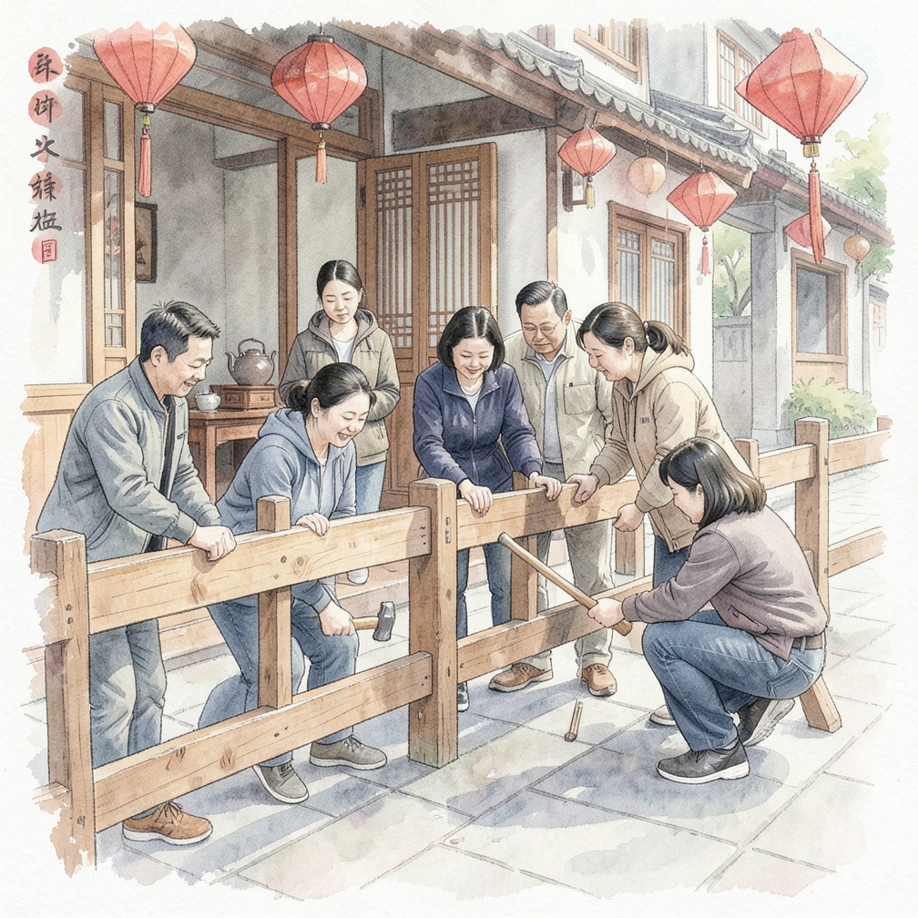 安装围栏板