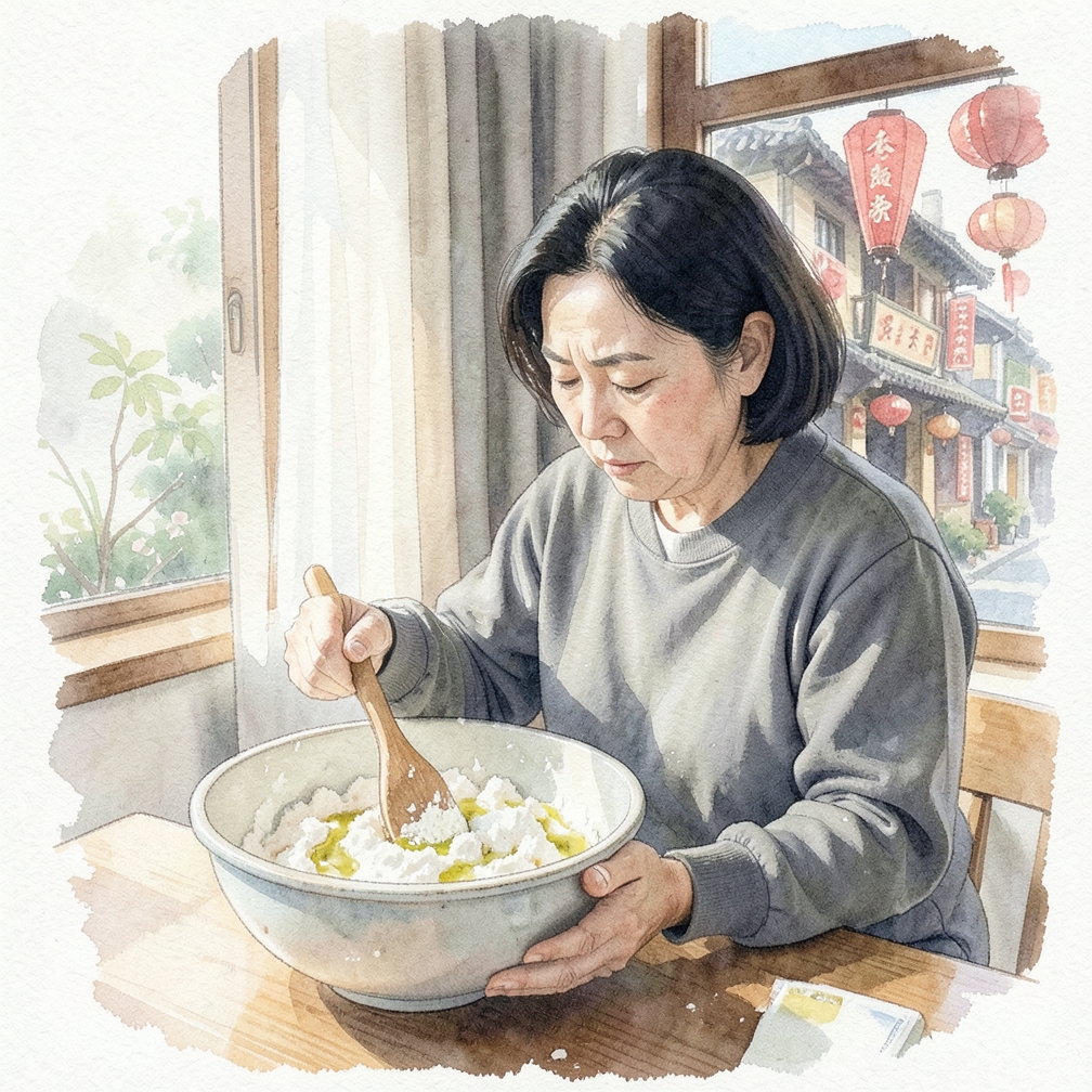 混合材料并揉面