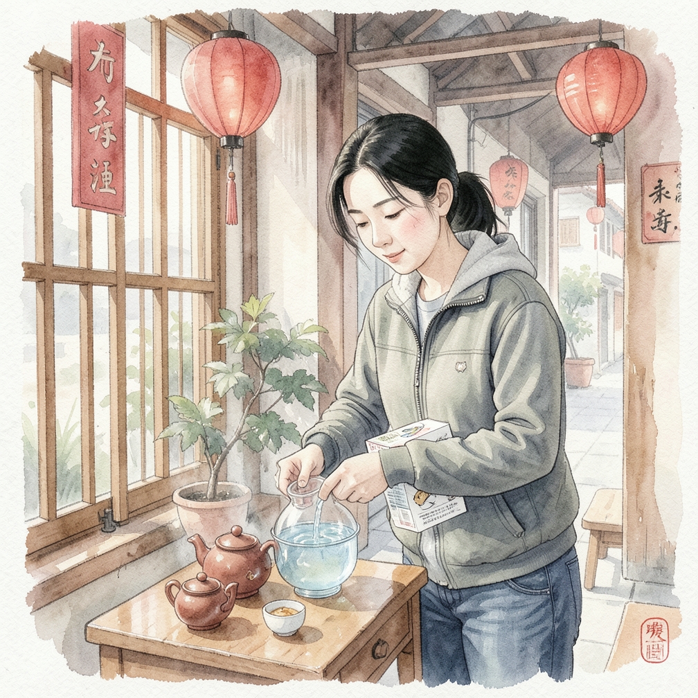 将幼鸟配方与水混合