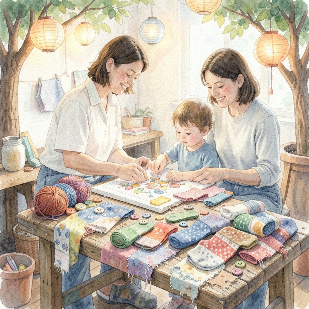 收集舊襪子和布料