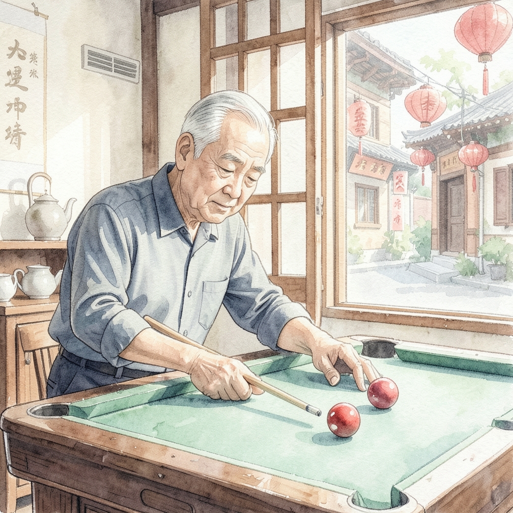 确定目标球并瞄准