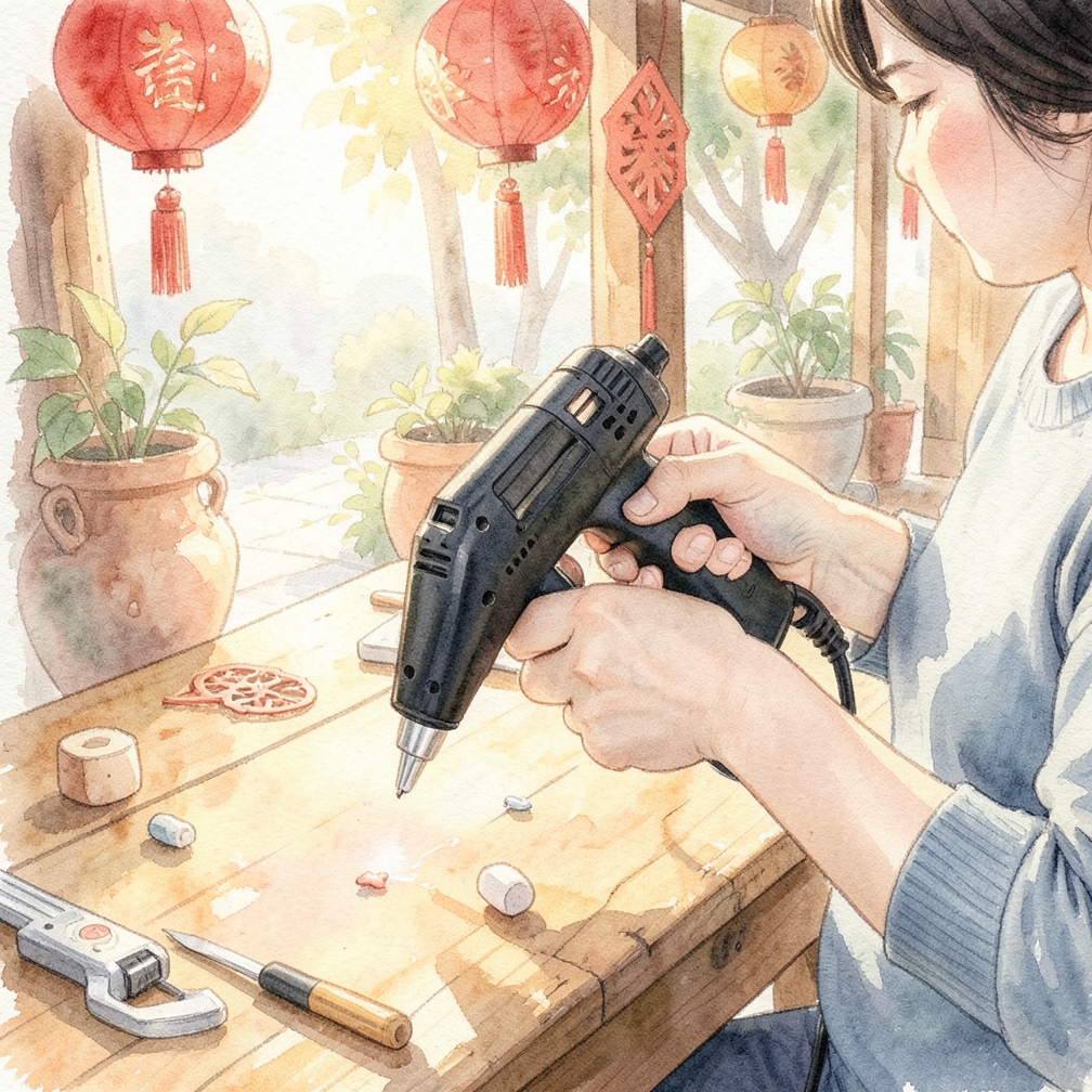 安全操作热熔胶枪