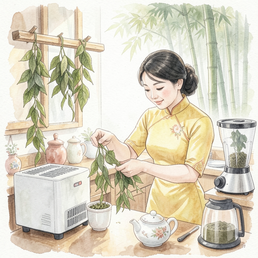 將葉子磨成粉末