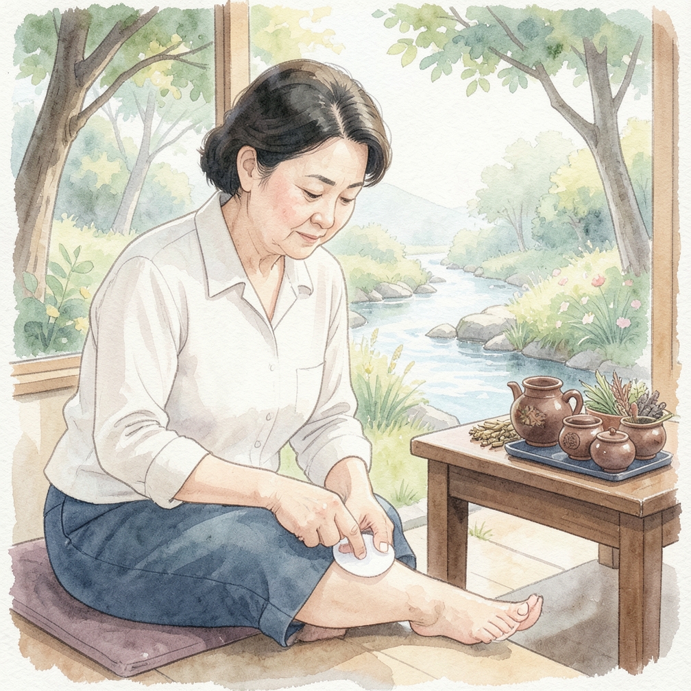 在脚趾间放置棉垫