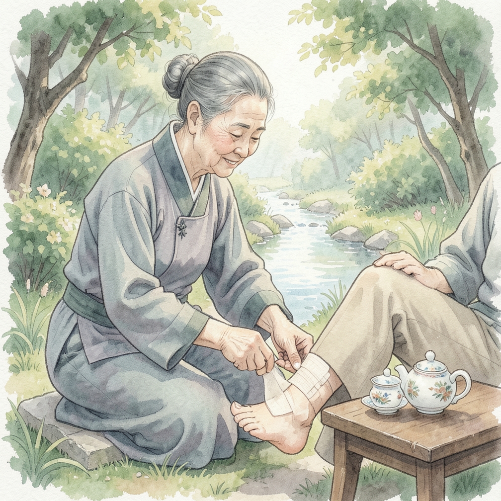 用中医贴敷法固定脚趾