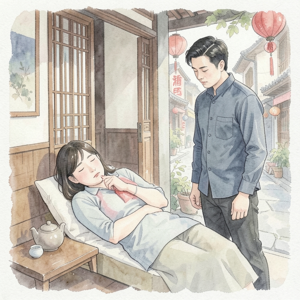 前几日睡在躺椅上