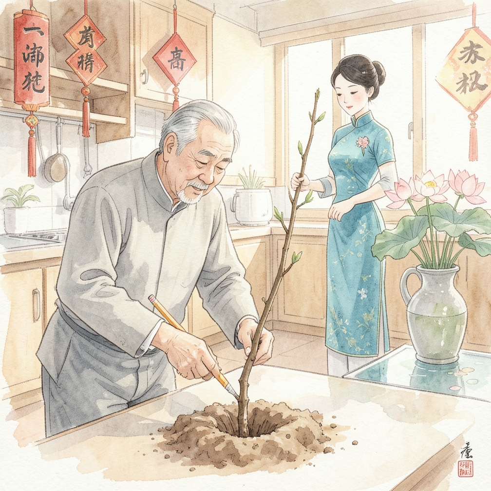 將枝條插入土壤中