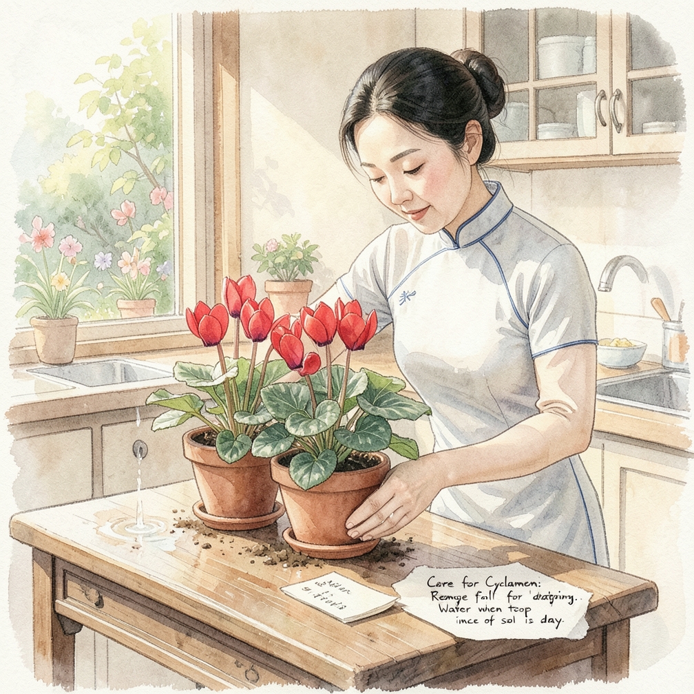 在春季來臨前照顧一品紅