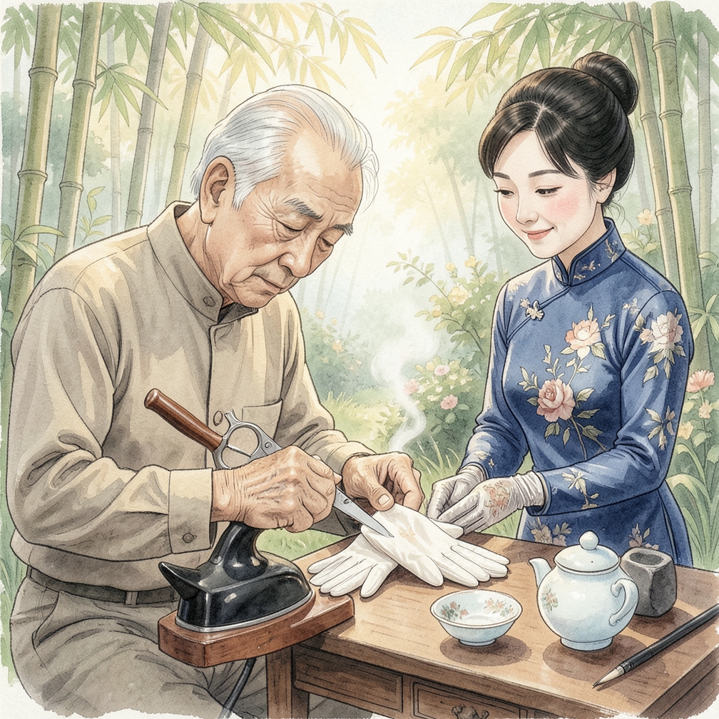 整理手套边缘