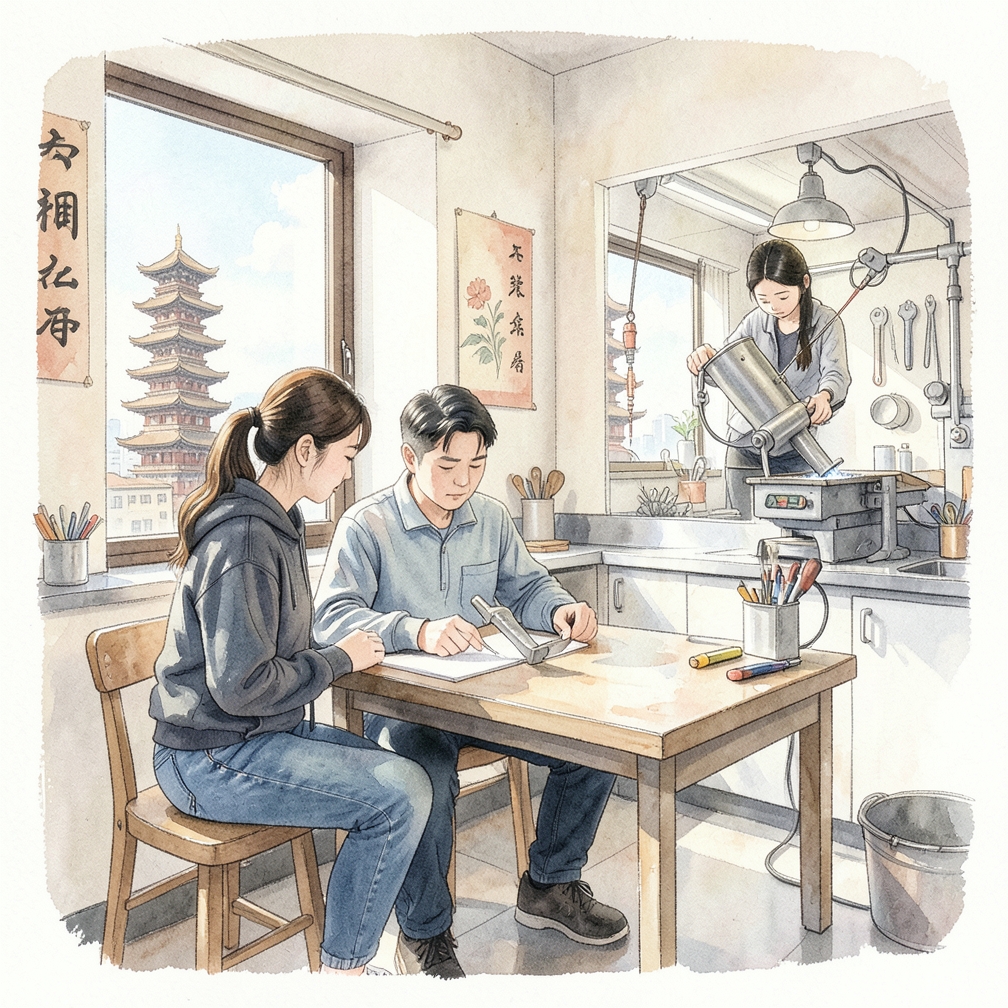 移动金属并准备进行下一点焊接