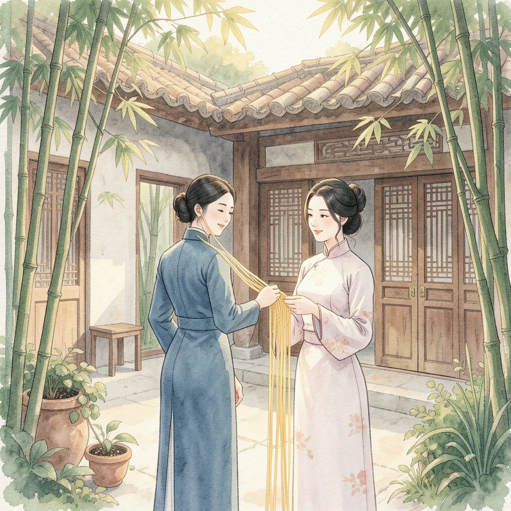 步驟 2：將義大利麵通過硬幣大小的孔