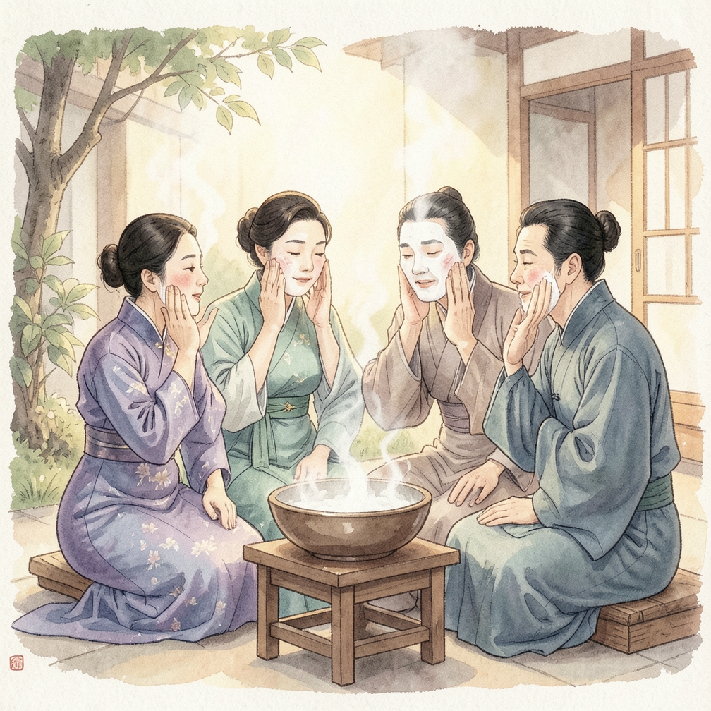 進行蒸汽臉部護理