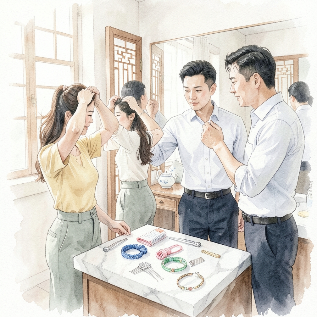 准备适合的梳子和发夹
