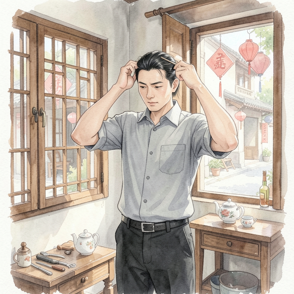 整理头发并固定发型