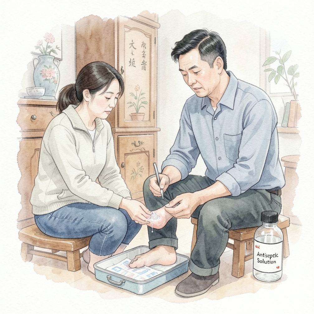 不要用不潔的工具處理水泡