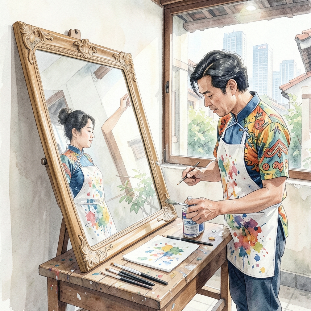 準備鏡框與噴漆工具