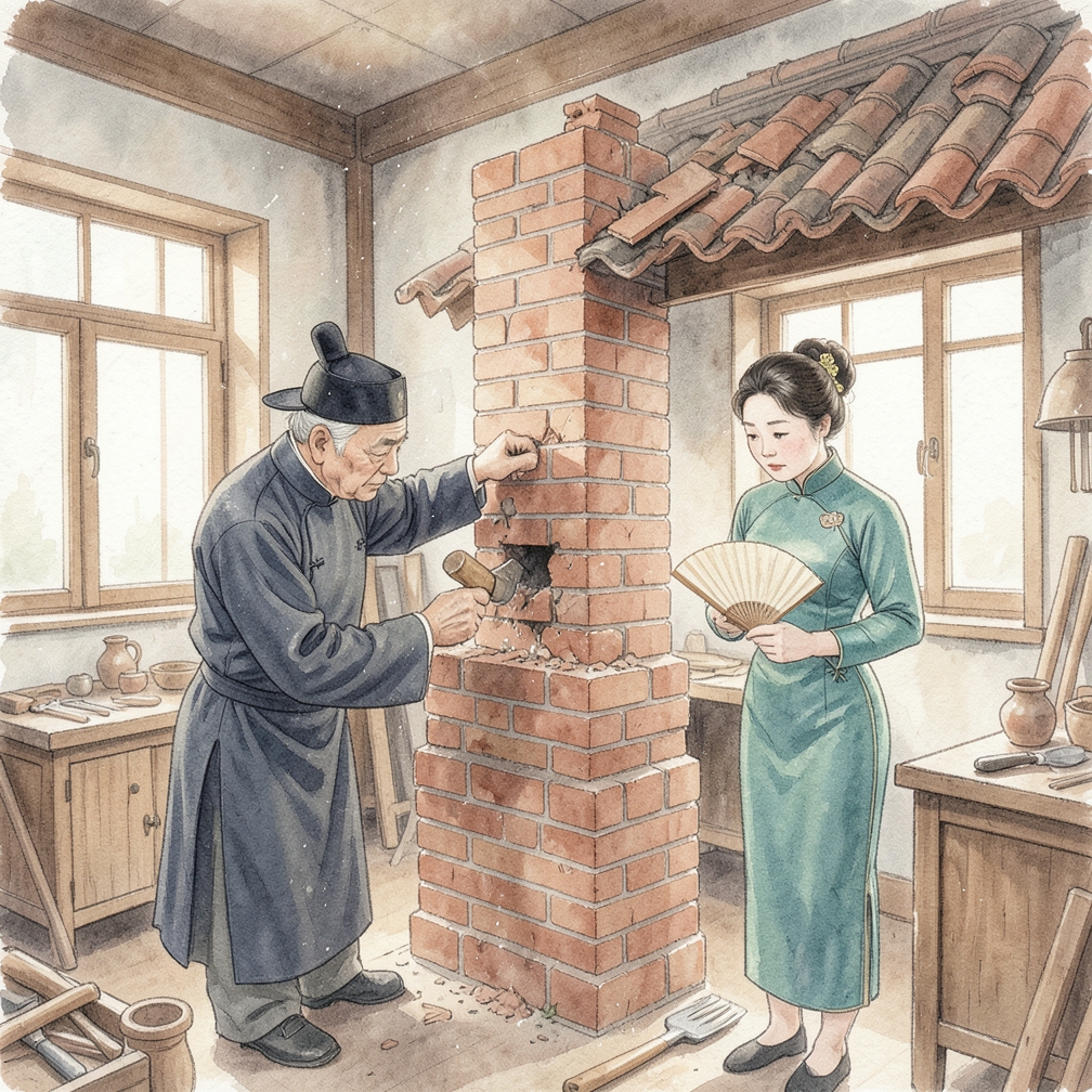 将所有砖块破碎，使烟囱低于屋顶线