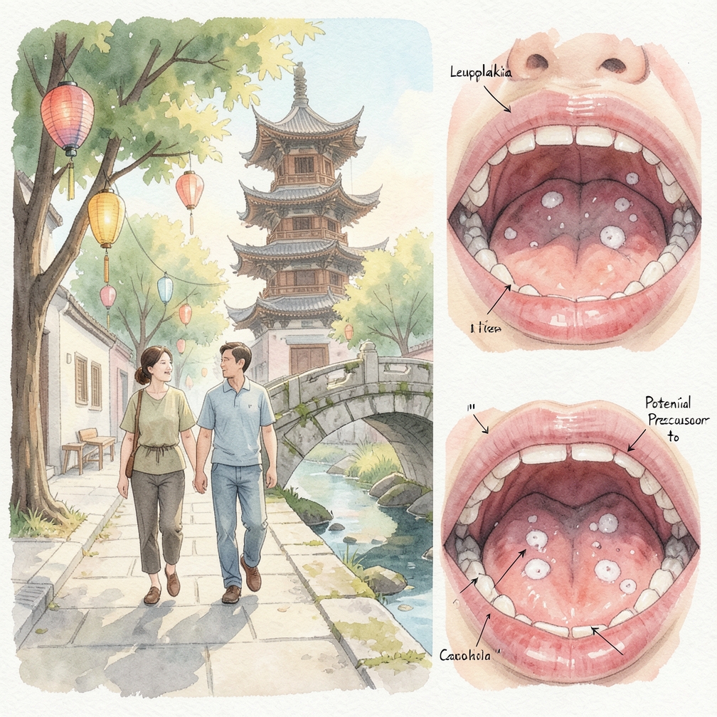 尋找小的白色潰瘍