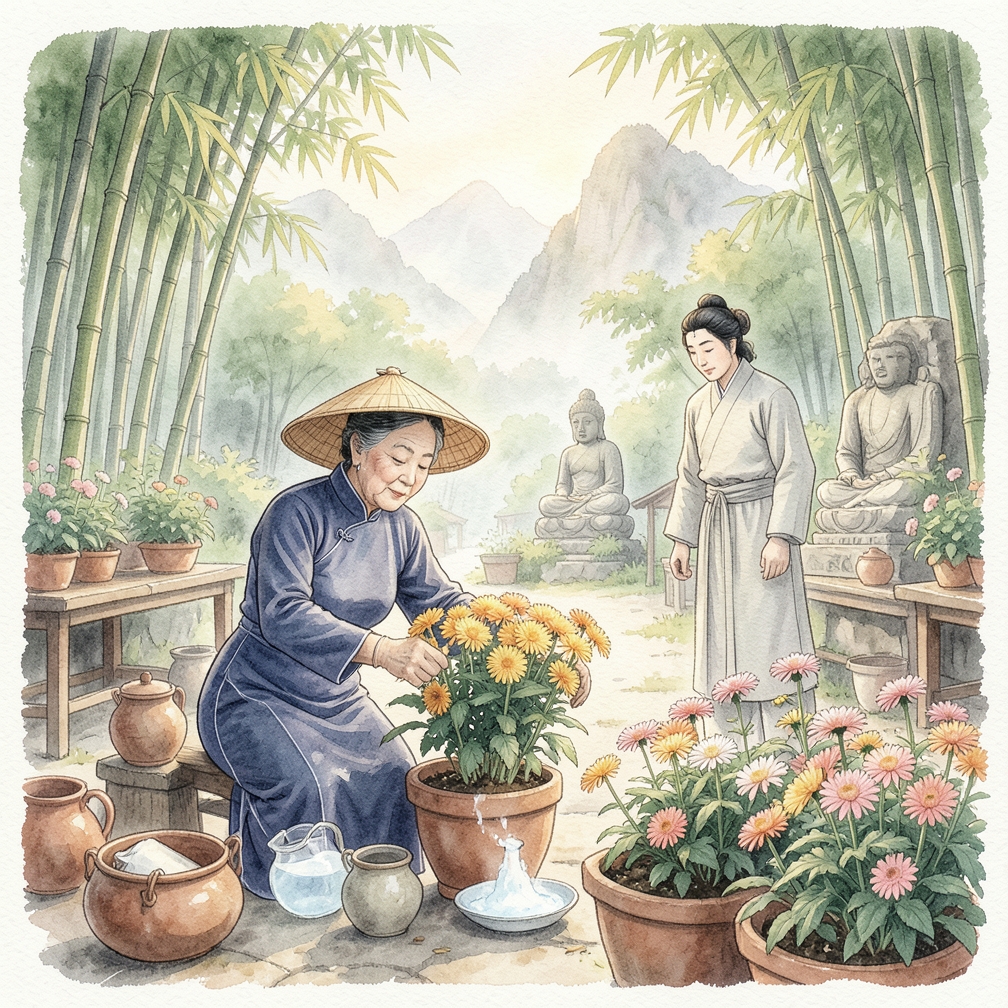 將根部浸泡於漂白水溶液中並沖洗