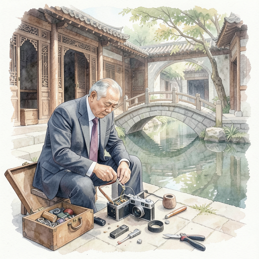 使用螺丝刀拆开一次性相机