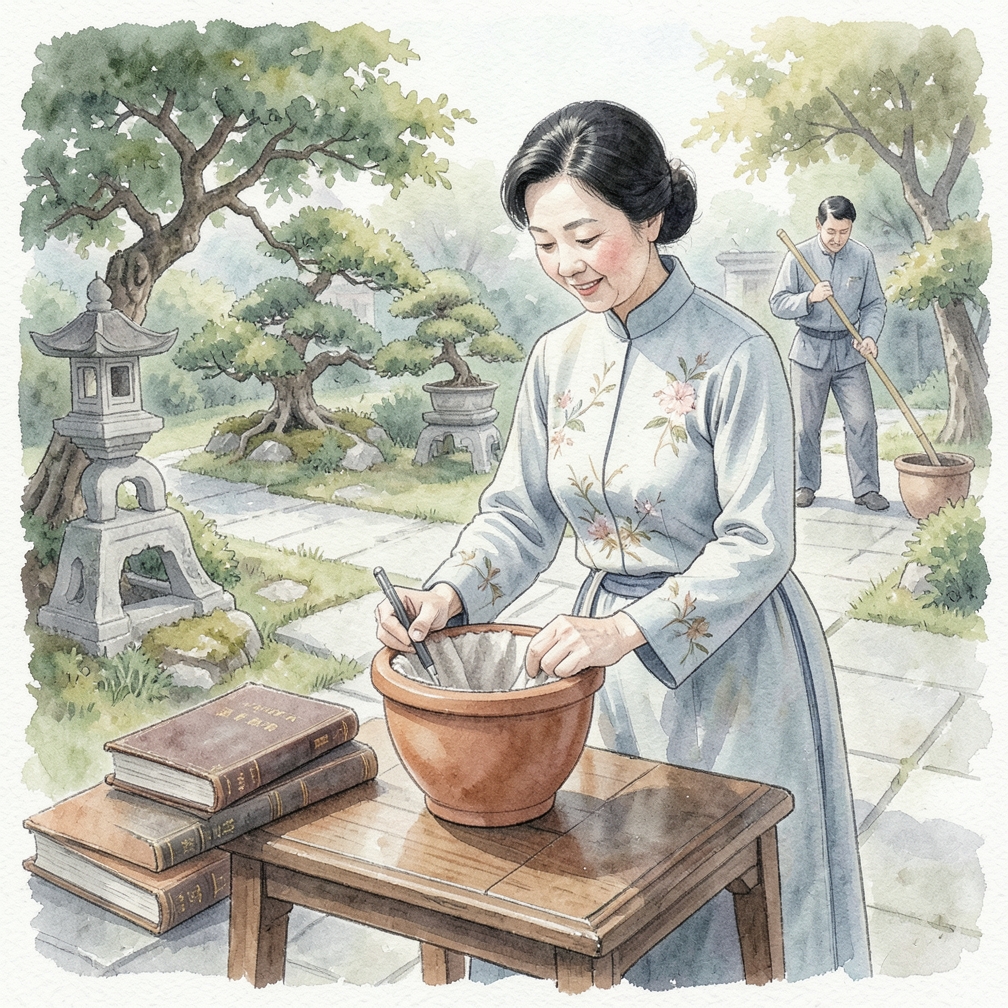将内衬与花盆对齐测量