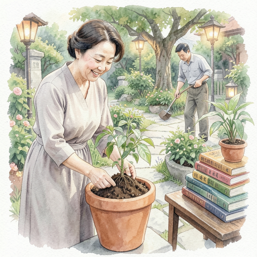用培养土填充内衬
