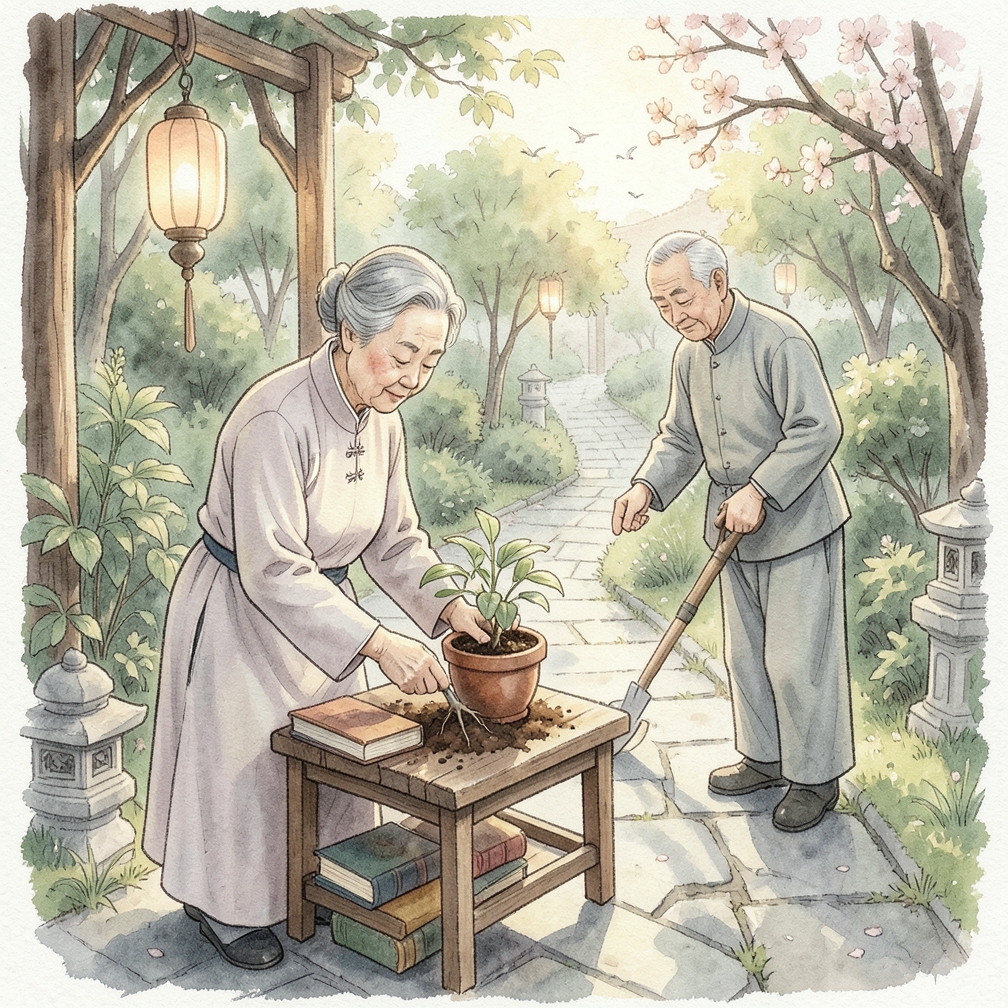 将植物放入土壤中