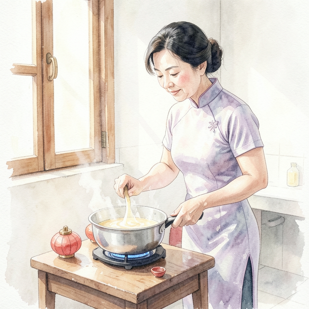 将糖浆煮沸，然后调至中低火