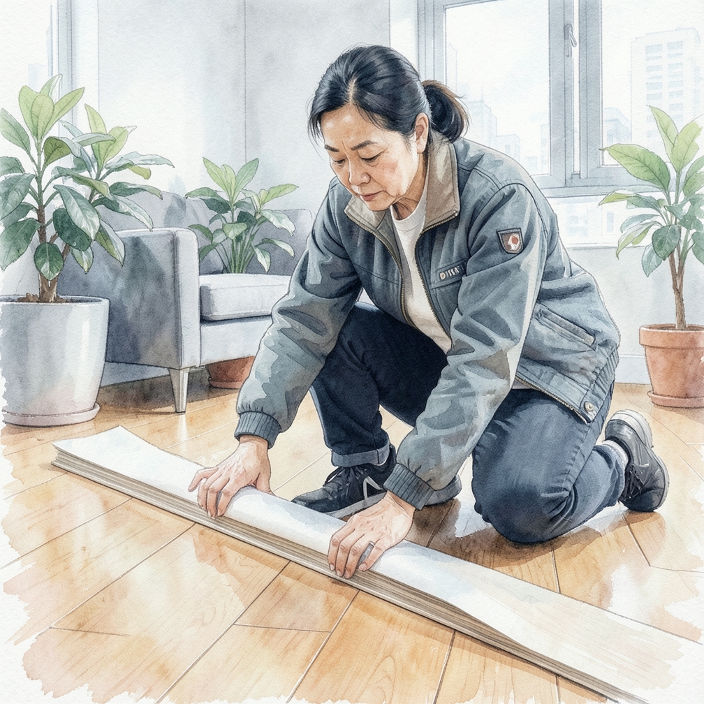 对齐地板的末端以完成一行