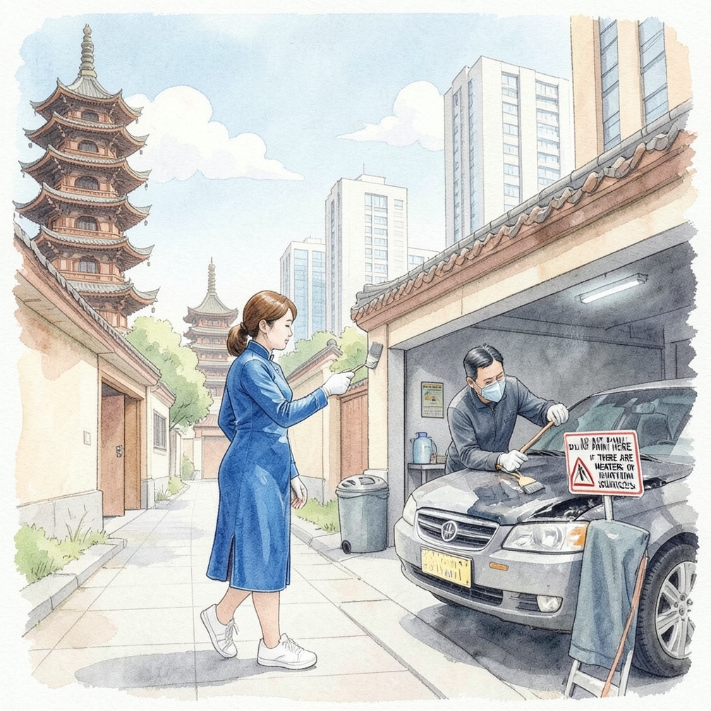 在通風良好的車庫或有遮蓋的戶外地點工作