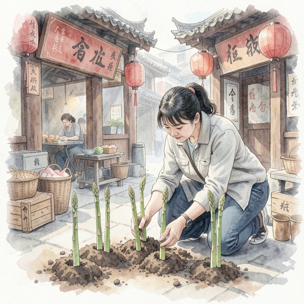 正确种植芦笋植株