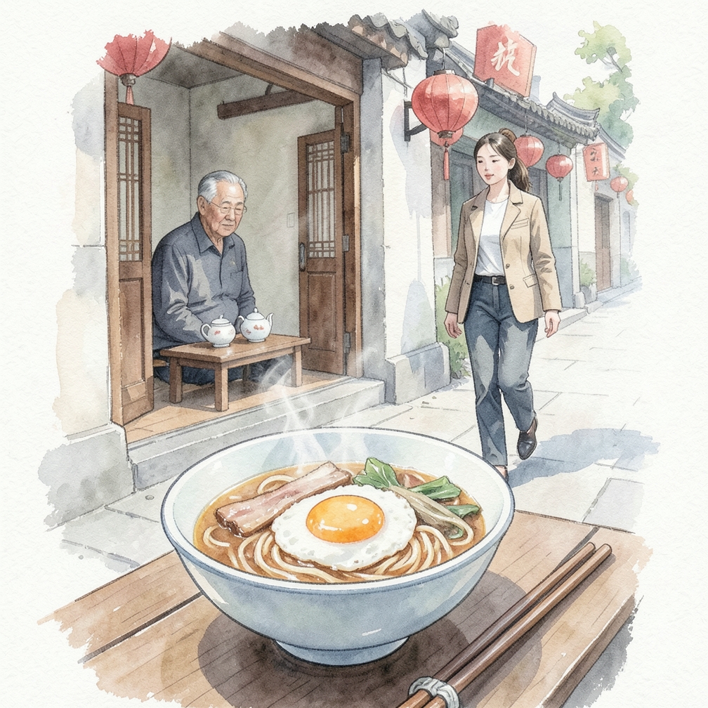 烹饪鸡蛋和拉面