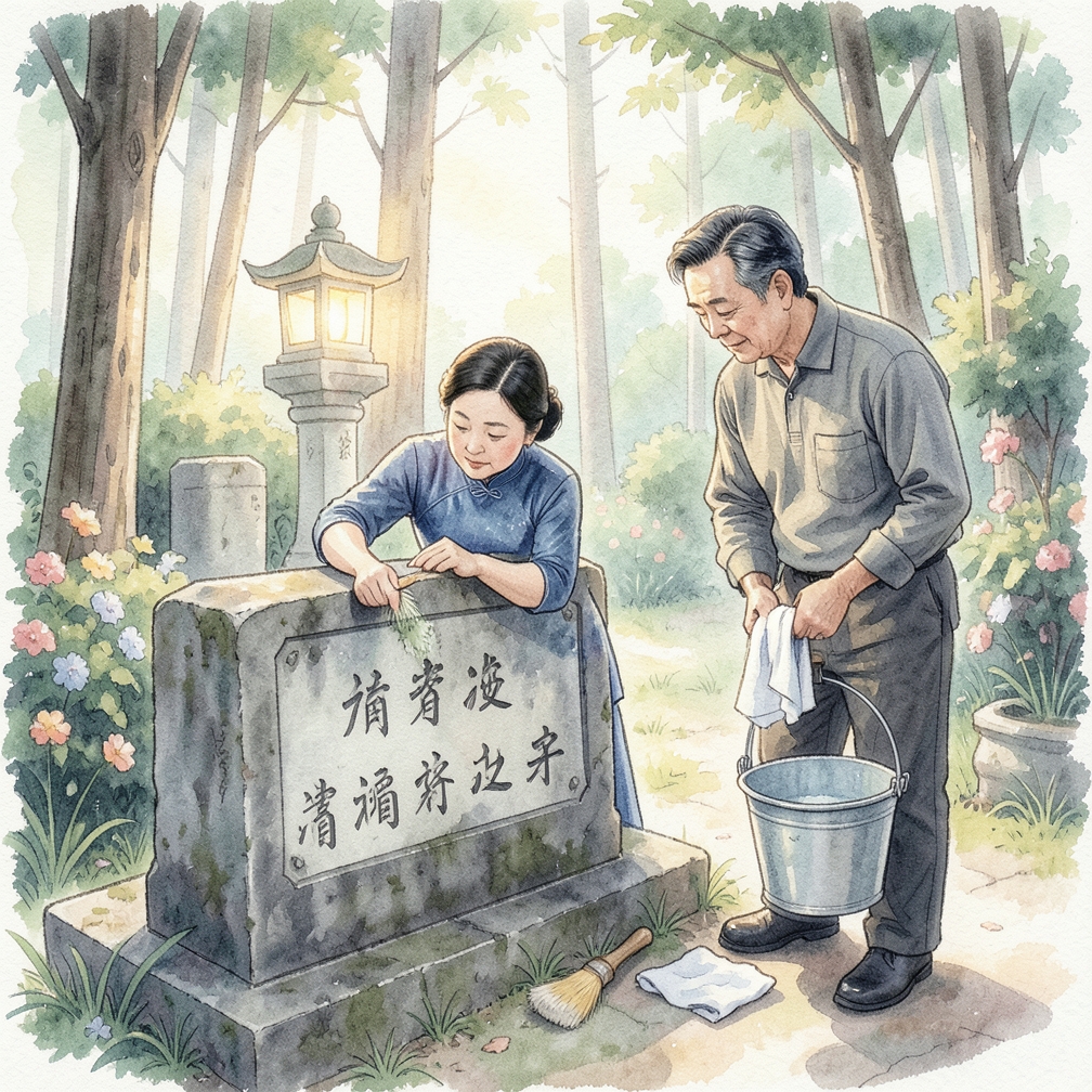如何逐步清洁墓碑