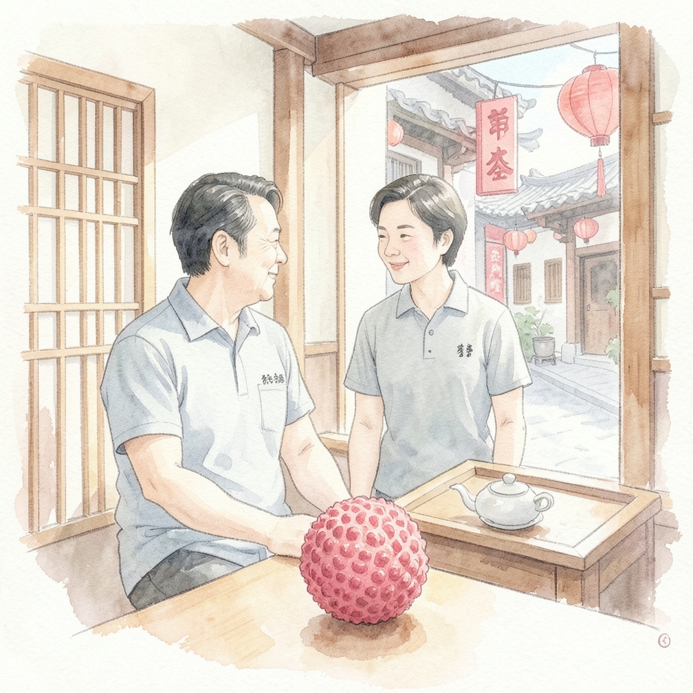 挑选成熟的荔枝