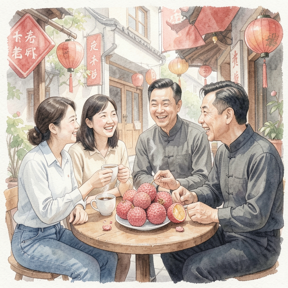 挤压或撕开荔枝的表皮