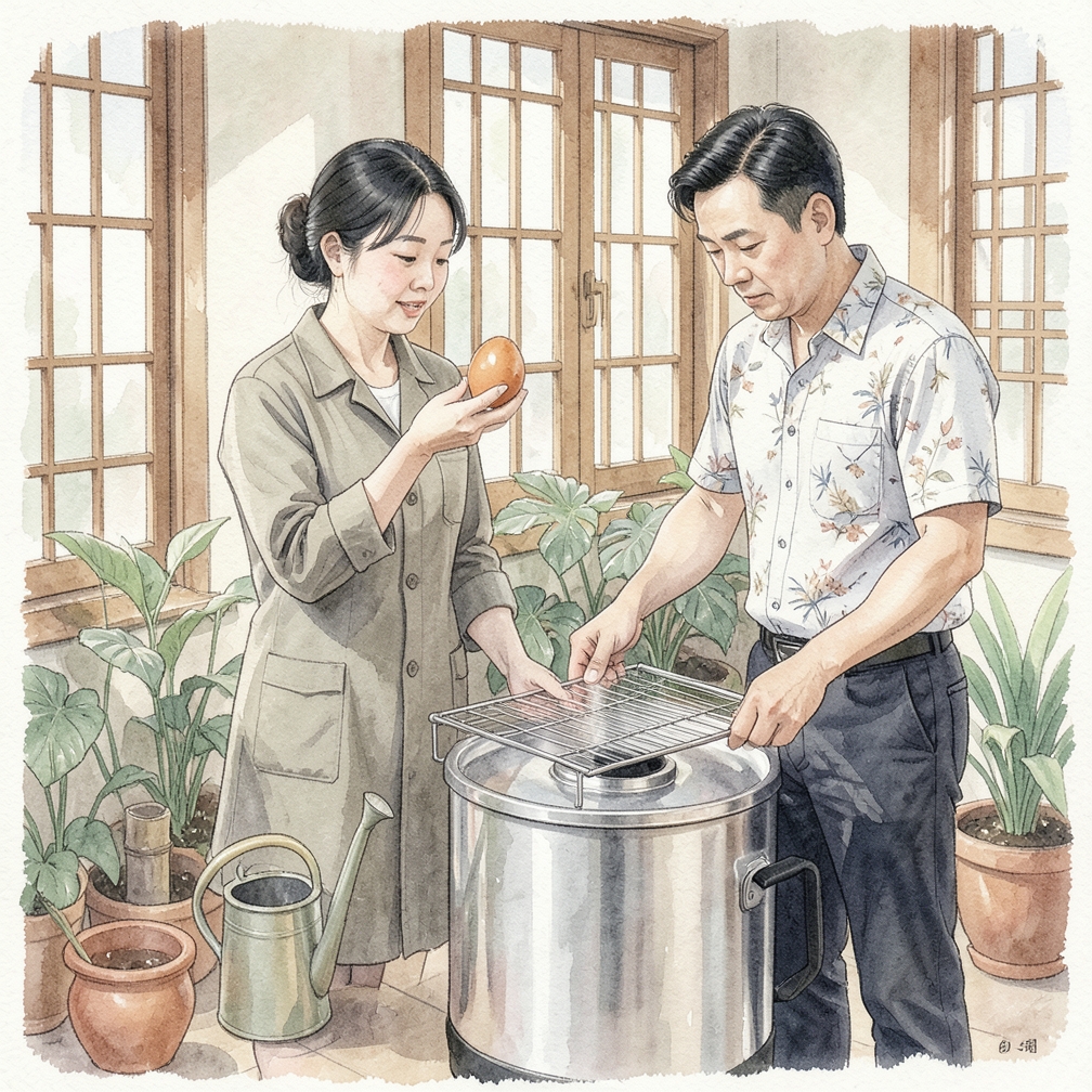 准备鸡蛋与蒸架